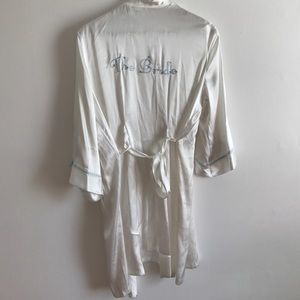 Silky White Bejeweled Bride Robe