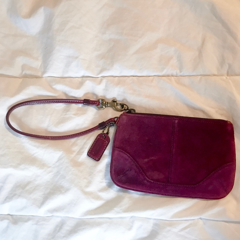 Suede Coach wristlet