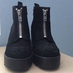 Suede Platform Zip Up Booties Suede Platform Zip Up Booties
