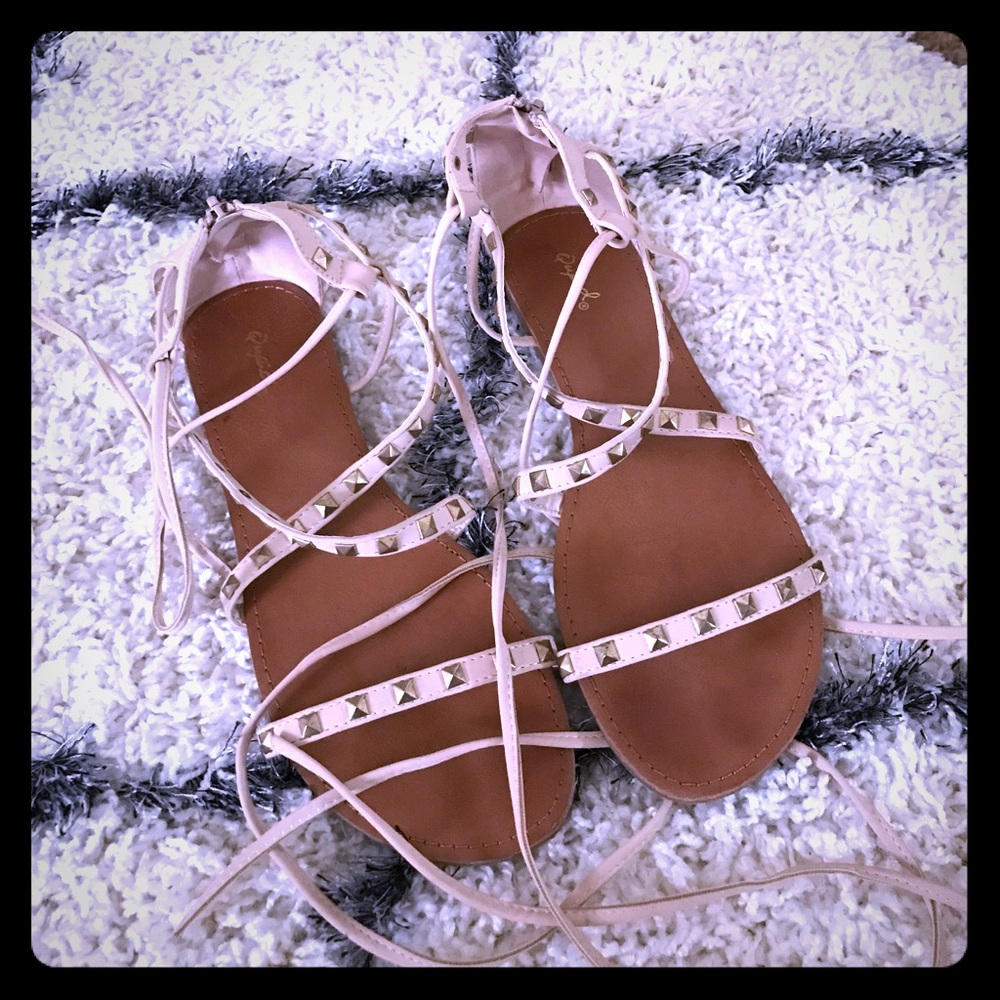 Studded nude sandals