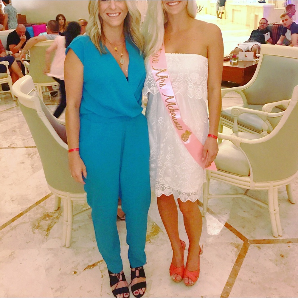 Teal pants romper
