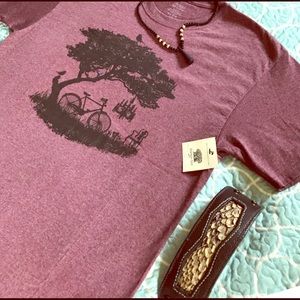 Maroon Bird Bike T-Shirt