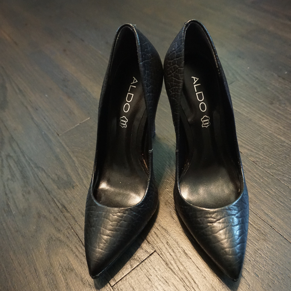 Aldo Genuine Leather Black Stilettos