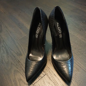 Aldo Genuine Leather Black Stilettos
