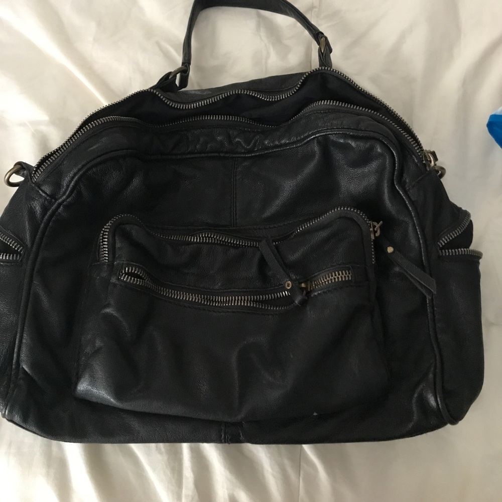 Black leather bag