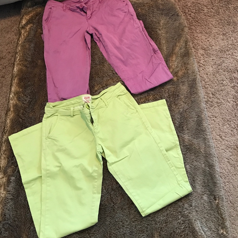 Purple and green colored pants