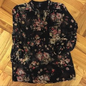 Dramatic Floral Sheer Georgette Blouse