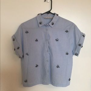 ZARA Cropped Beaded Top