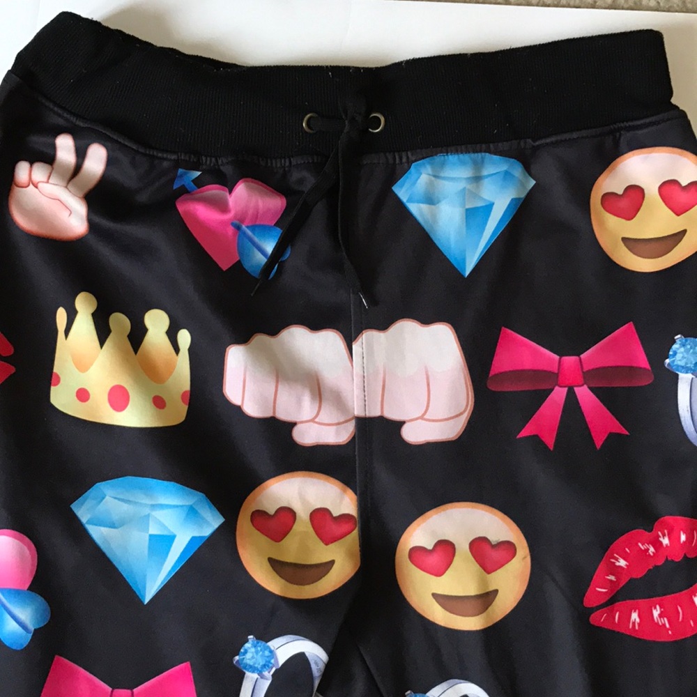 Womens Emoji Jogger Pants With Pockets Size M