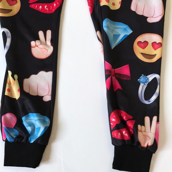 Womens Emoji Jogger Pants With Pockets Size M - Picture 2 of 3