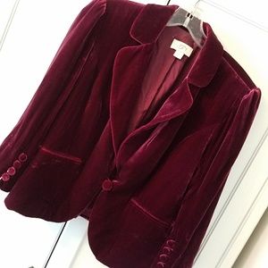 LOFT burgundy velvet blazer