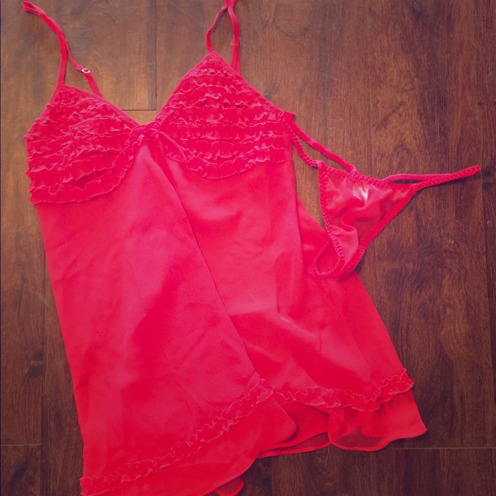 Red sheer chemise