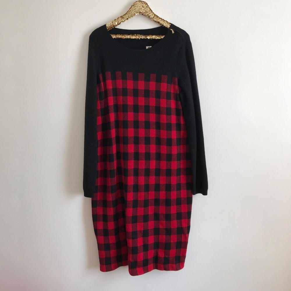 ON HOLD Talbots Red/Black Buffalo Plaid Sweater