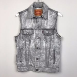 VINTAGE levi's gray acid wash jean vest