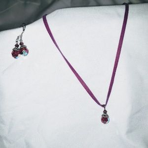 Swarovski Plum Crystal Necklace and Earrings