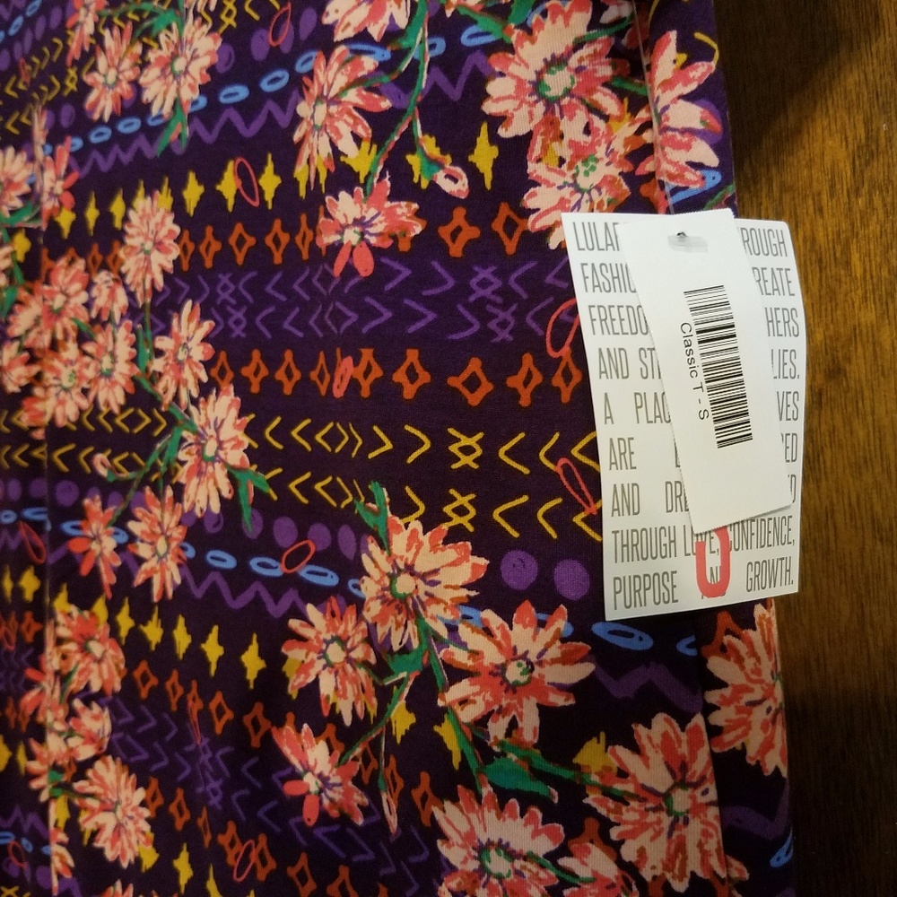 Purple Flower Patterned LuLaRoe Classic T