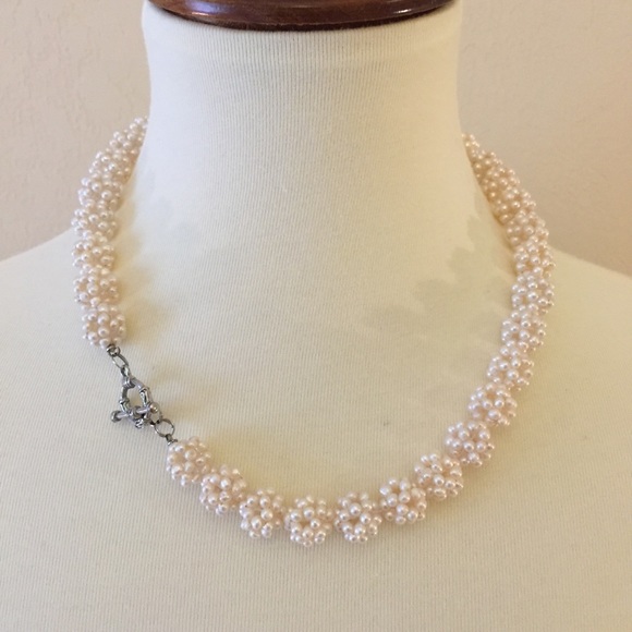 Pearl Cluster Necklace - Like New - Picture 3 of 7