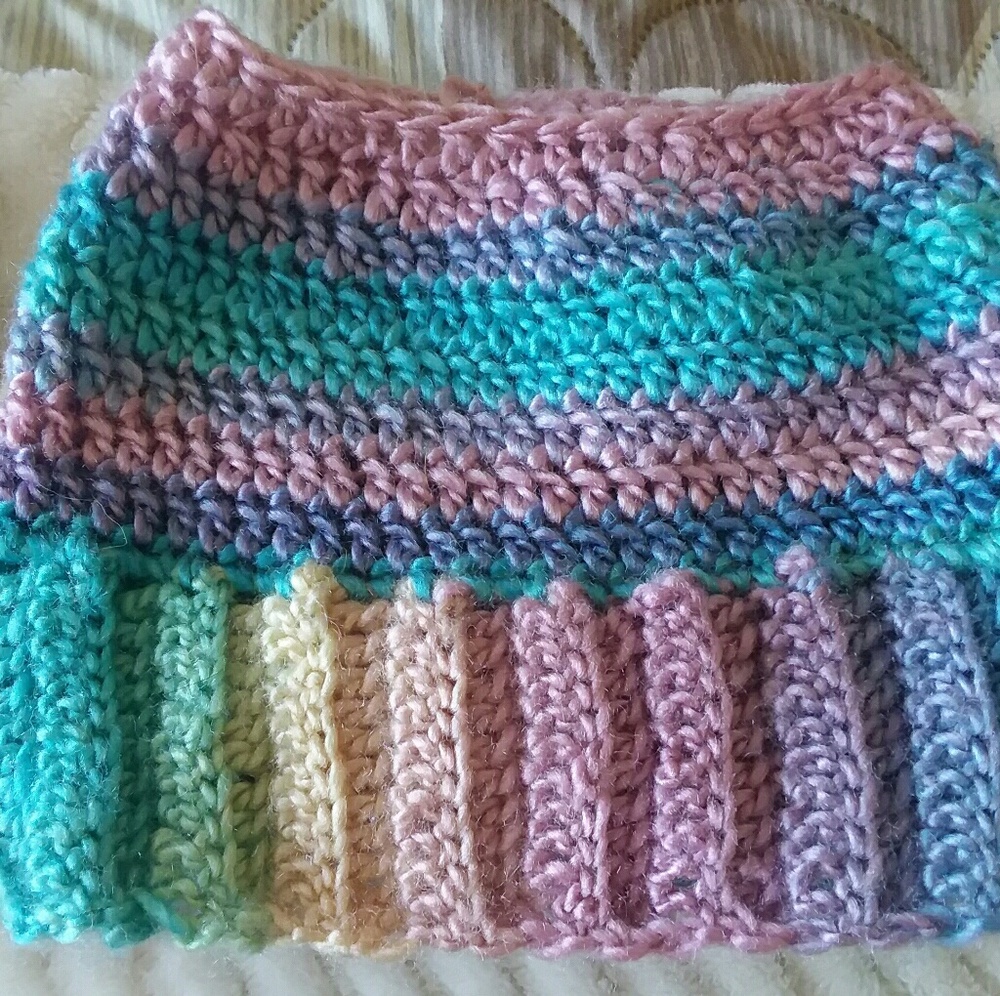 rainbow pastel messy bun beanie
