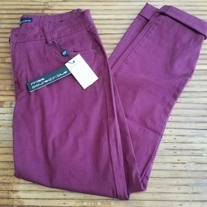 Maroon Cuffed Skinny Pants