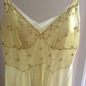 vintage 50s  yellow satin slip