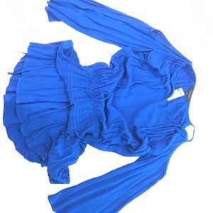 NWT olivaceous royal blue shirred waist dress