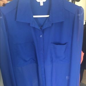 Blue sheet button down blouse
