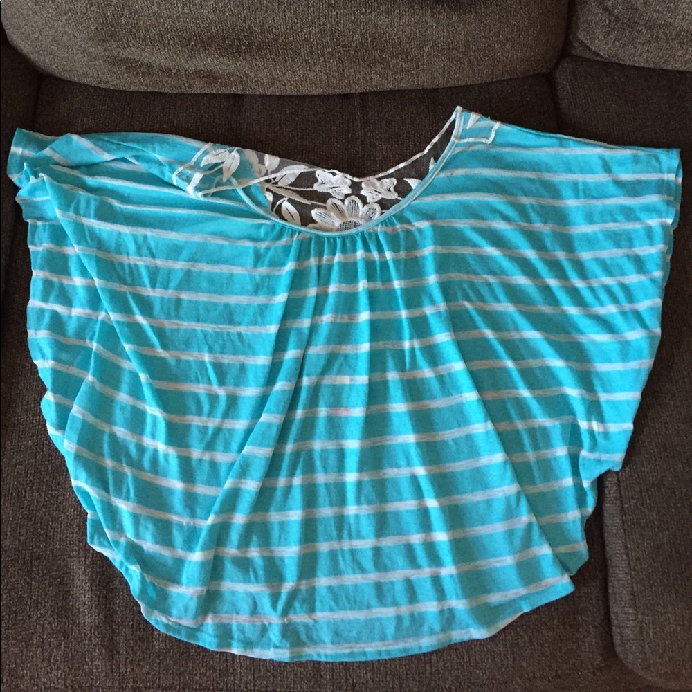 Blue Flutter sleeve top