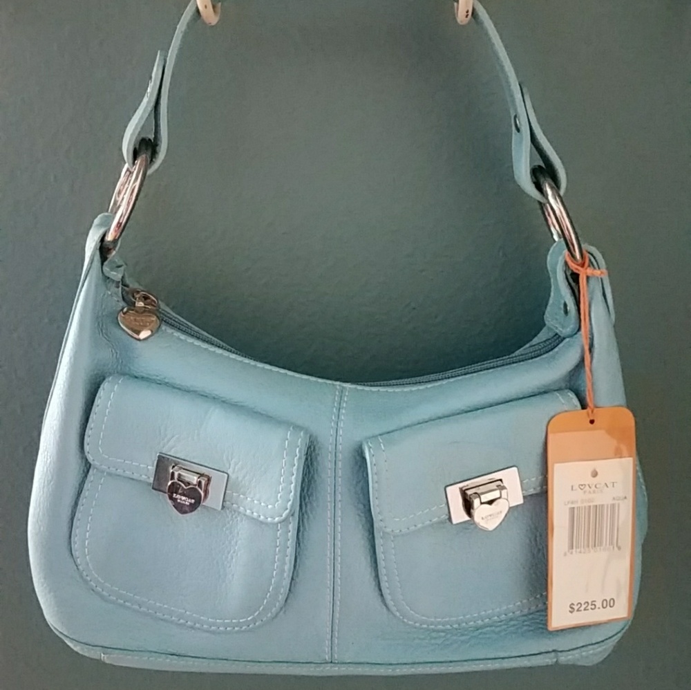 Lovcat Paris Aqua Blue Leather Handbag
