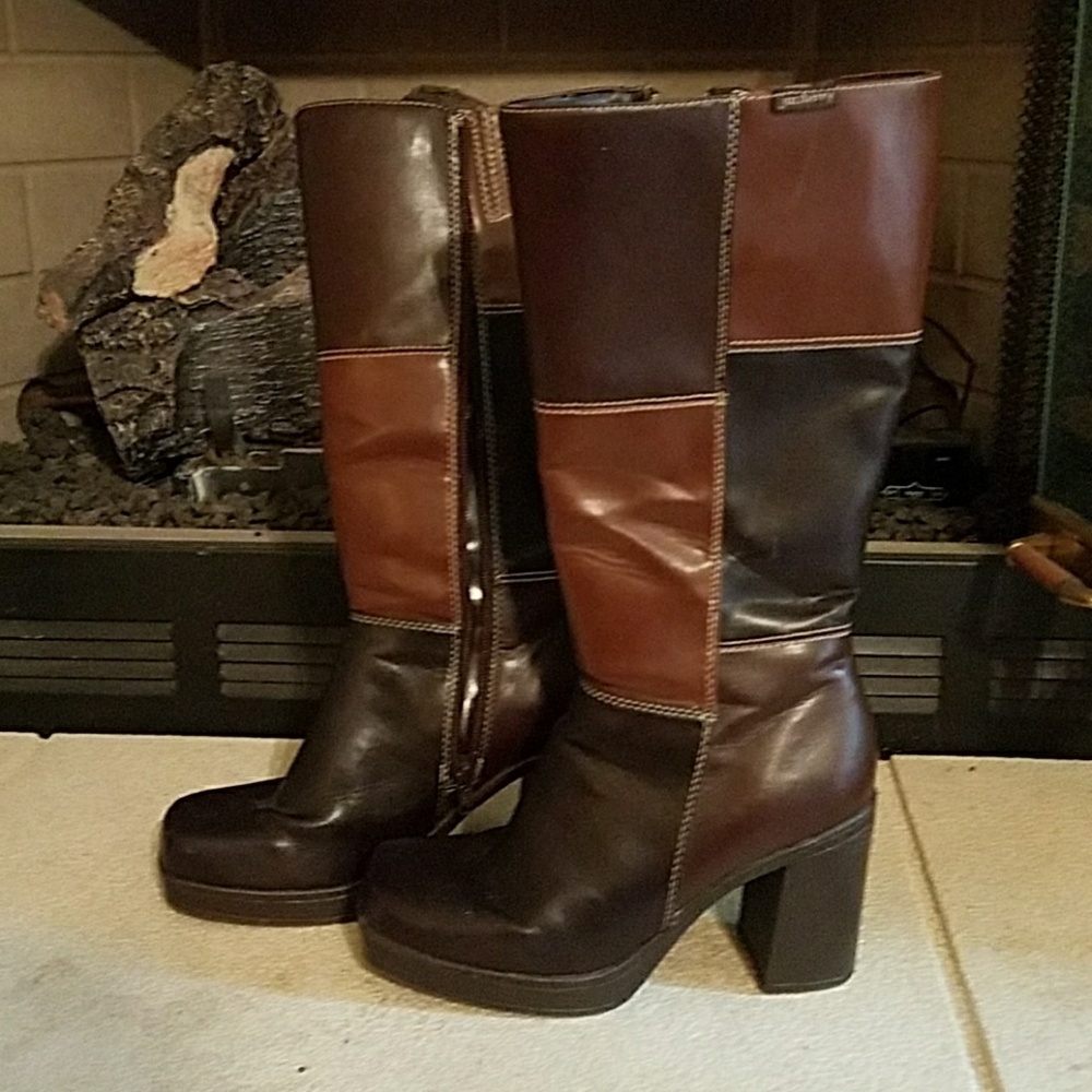 SOLD 90s Jazzberry 6.5 patchwork brwn platform