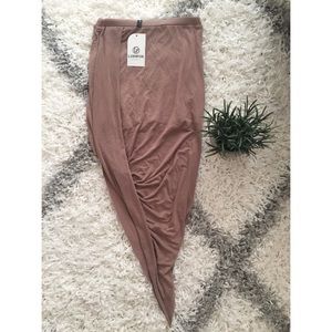 NWT Lushfox Asymmetrical Skirt Taupe Sz Small