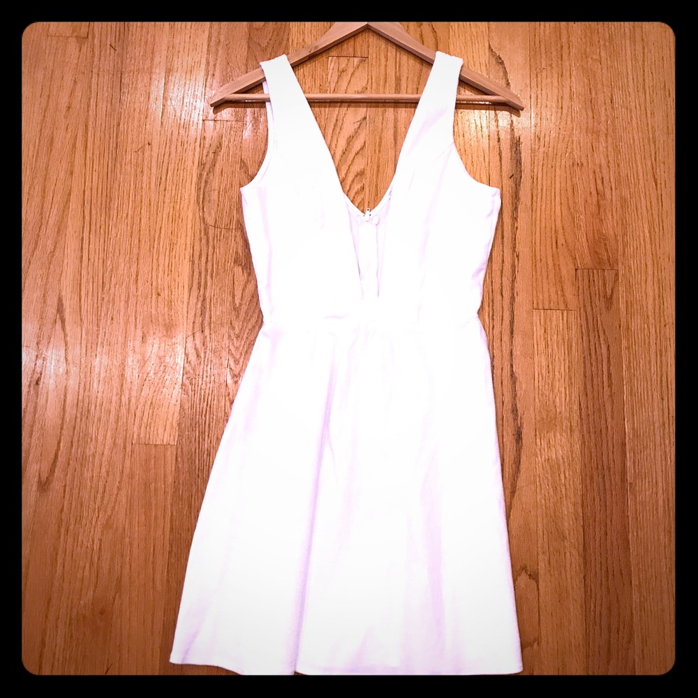 White V-Wire Low Cut Dress