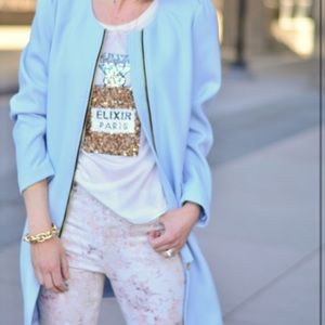 H&M Pastel Blue Long Coat (size 8)