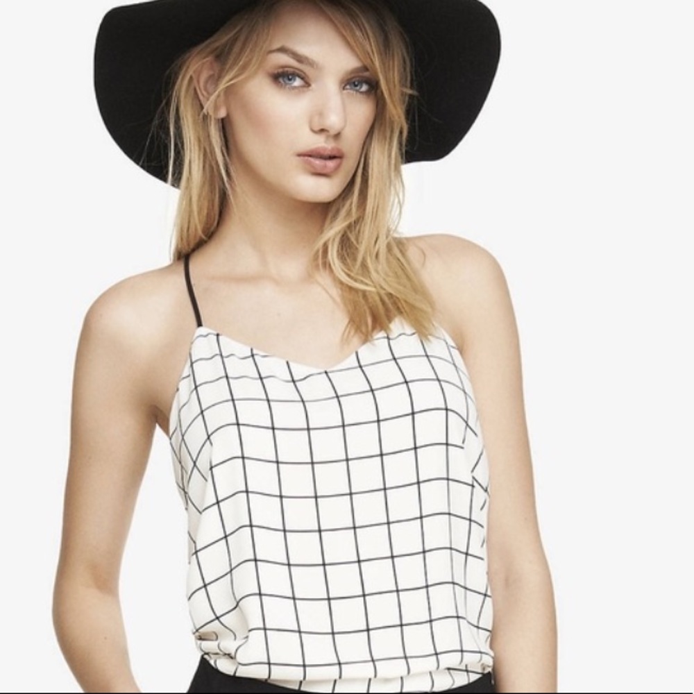 Reversible windowpane print cami/tank