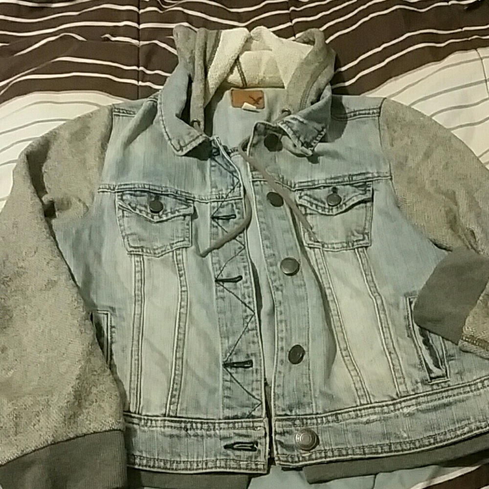 American Eagle jean hoodie jacket