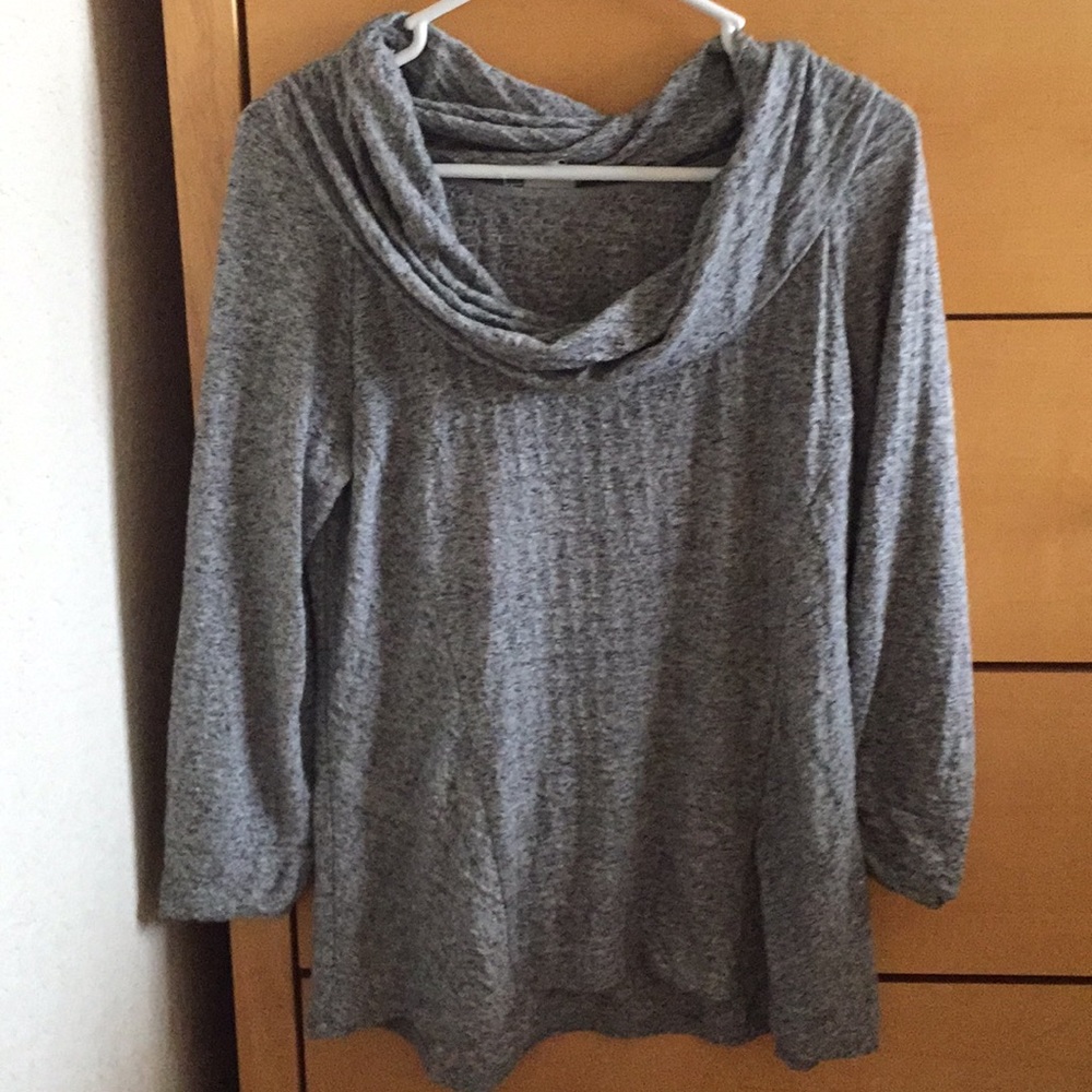 Anthropologie grey cowl neck blouse