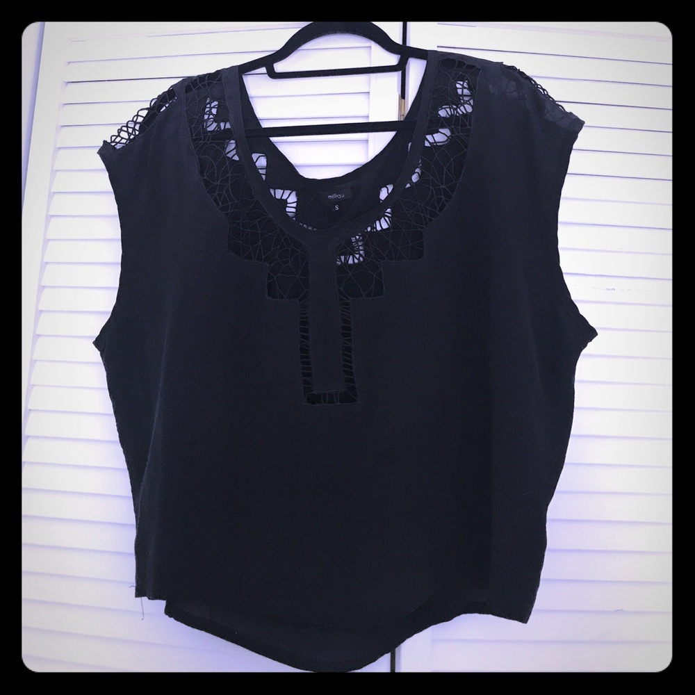 Vintage Geometric Cut-Out Blouse