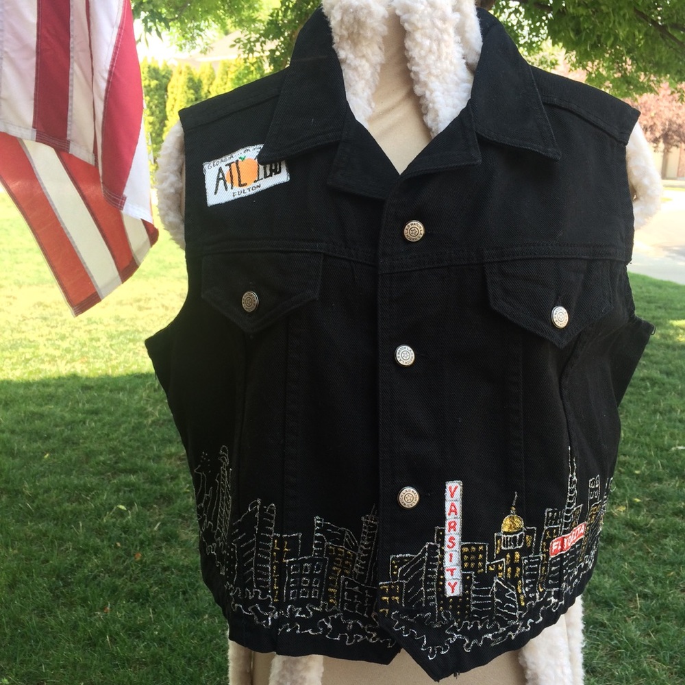 Custom women's Watch LA black denim vest Georgia