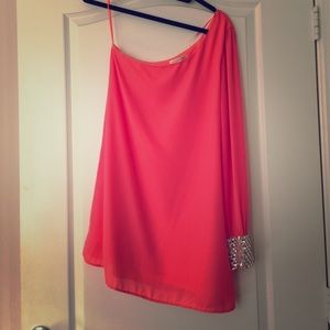 Single sleeved coral dress