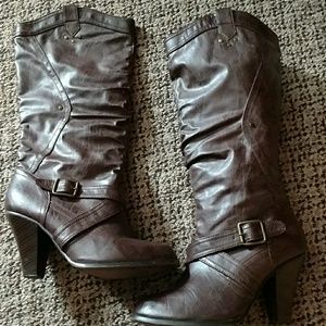Brown boots with a heel