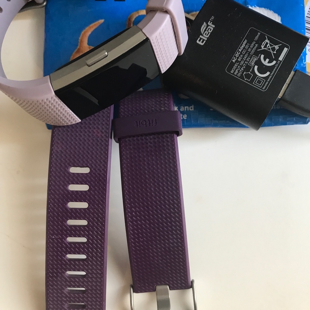 Fitbit HR Charge 2 Lavender & Plum Band Like New
