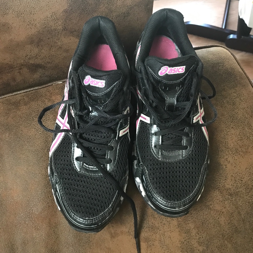 Black and pink asics