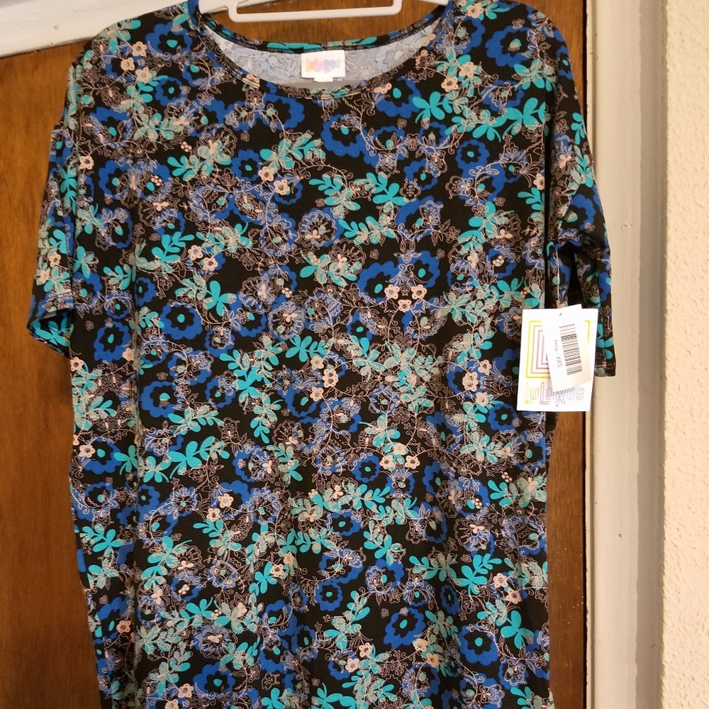 Black and Blue Floral Print LuLaRoe Irma