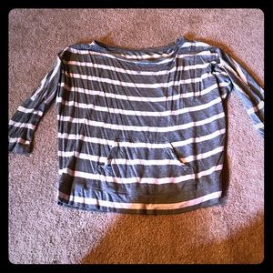 New York and company gray and white striped top