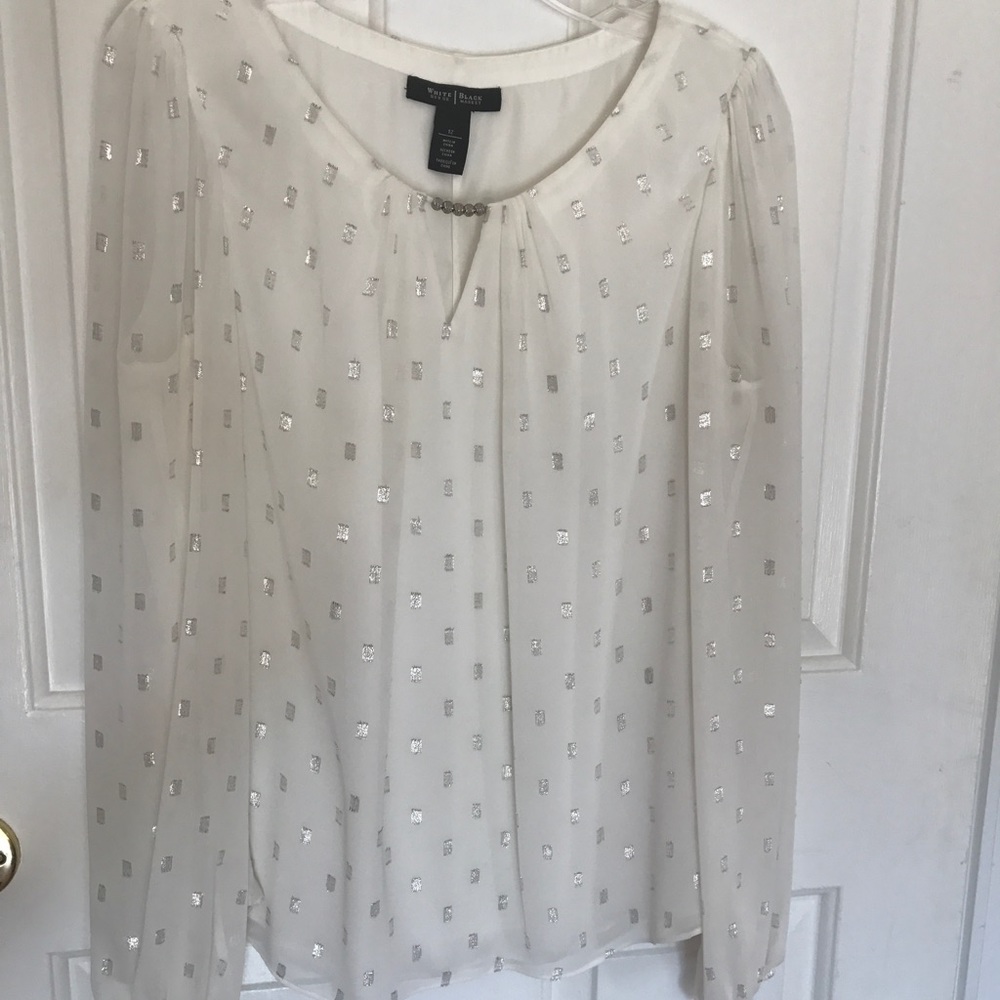 WHBM white and silver Blouse - size 12