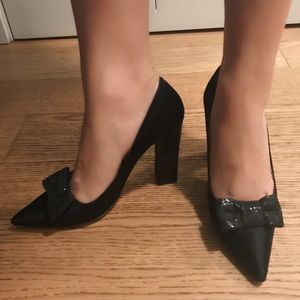 Kate Spade Black Satin Bow Heels