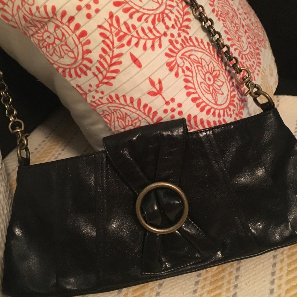 Hobo Black Leather Clutch Purse.