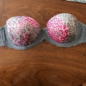 Strapless pink Victoria secret bra.