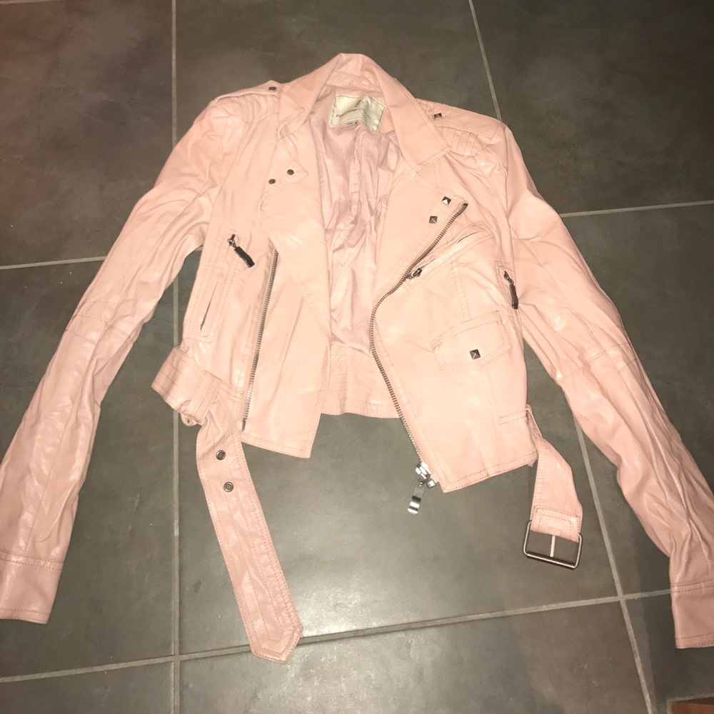 Pink/nude pleather jacket with studs