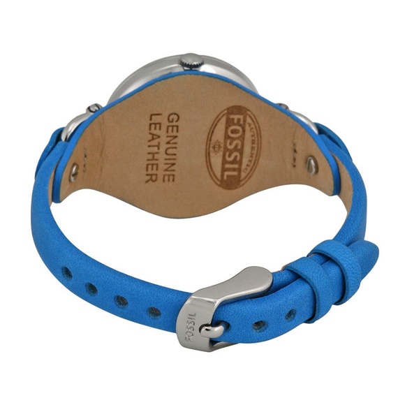 NWT Fossil Georgia Silver Dial Blue Leather Watch