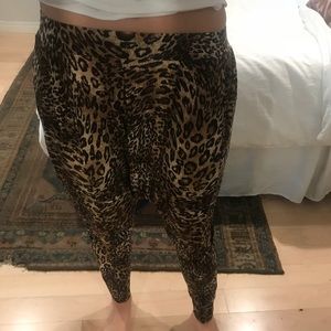 leopard harem drop crotch joggers